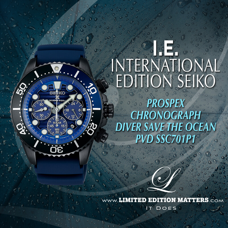 SEIKO PROSPEX CHRONOGRAPH 200M DIVER SOLAR SAVE THE OCEAN SPECIAL EDITION  SSC701P1 PVD - Limited Edition Matters