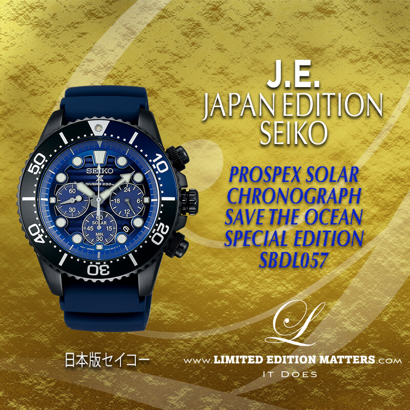 SEIKO JAPAN PROSPEX CHRONOGRAPH 200M DIVER SOLAR SAVE THE OCEAN SPECIAL  EDITION SBDL057 PVD MADE IN JAPAN - Limited Edition Matters