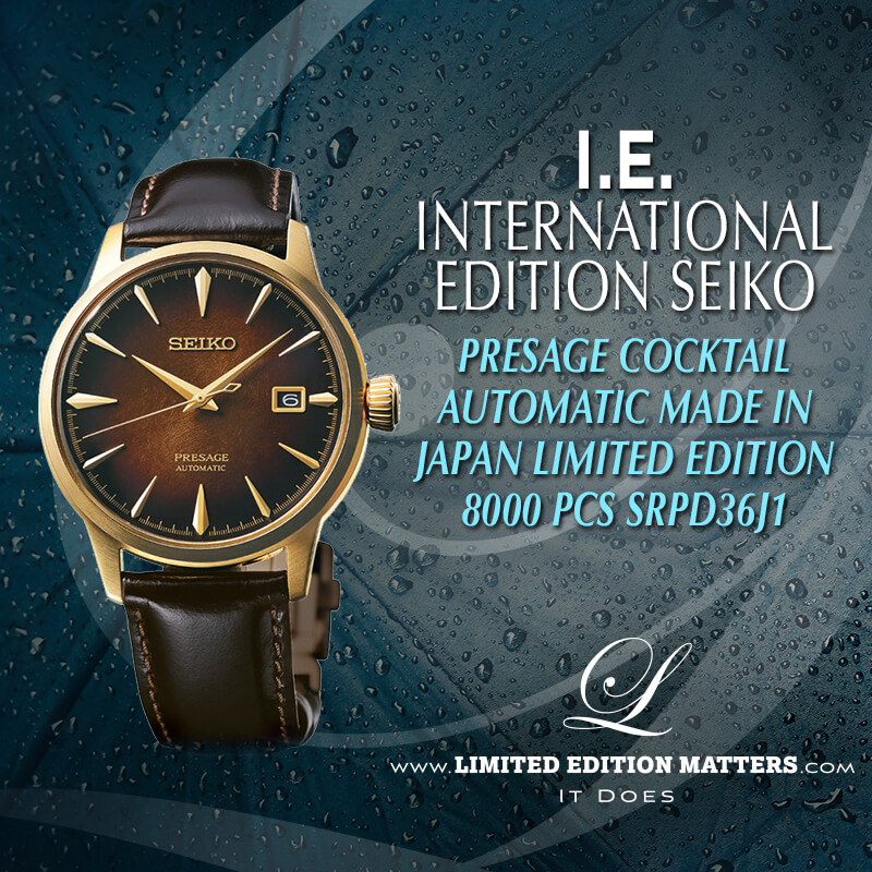 SEIKO INTERNATIONAL EDITION PRESAGE AUTOMATIC COCKTAIL TIME DARK BROWN  LIMITED EDITION 8000 PCS SRPD36J1 - Limited Edition Matters