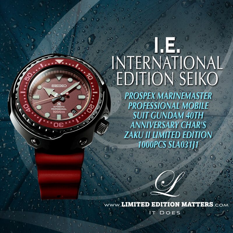 SEIKO INTERNATIONAL EDITION PROSPEX MOBILE SUIT GUNDAM CHARʼS ZAKU II  LIMITED EDITION 1000 PCS MARINEMASTER PROFESSIONAL AUTOMATIC RED SLA031J1 -  Limited Edition Matters