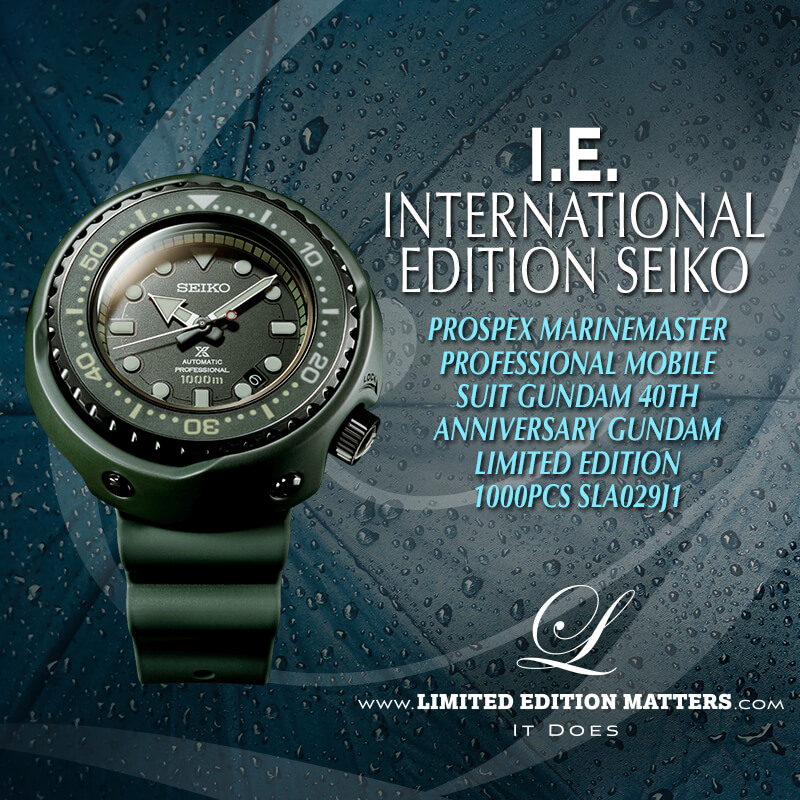 SEIKO INTERNATIONAL EDITION PROSPEX MOBILE SUIT GUNDAM ZAKU II LIMITED  EDITION 1000 PCS OLIVE MARINEMASTER PROFESSIONAL AUTOMATIC SLA029J1 -  Limited Edition Matters
