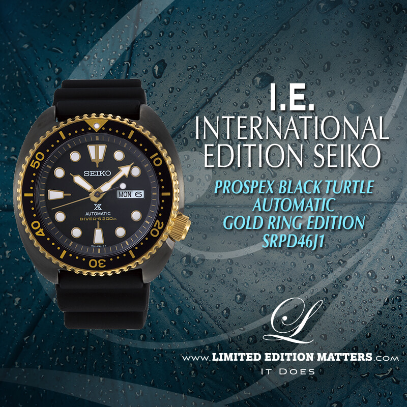 sagging Så mange terrasse SEIKO INTERNATIONAL EDITION PROSPEX BLACK TURTLE AUTOMATIC WITH GOLD RING  SRPD46K1 - Limited Edition Matters
