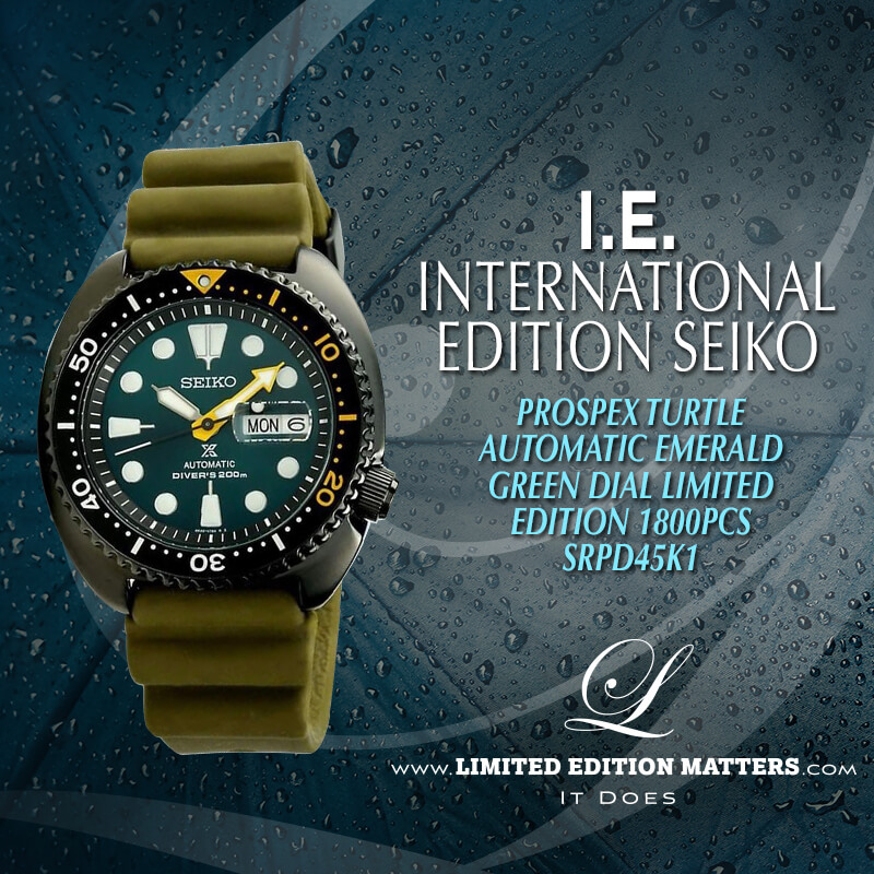 SEIKO INTERNATIONAL EDITION PROSPEX TURTLE AUTOMATIC EMERALD GREEN DIAL LIMITED  EDITION 1800 PCS SRPD45K1 - Limited Edition Matters